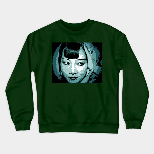 Anna May Wong cyan Crewneck Sweatshirt by JerryGranamanPhotos71